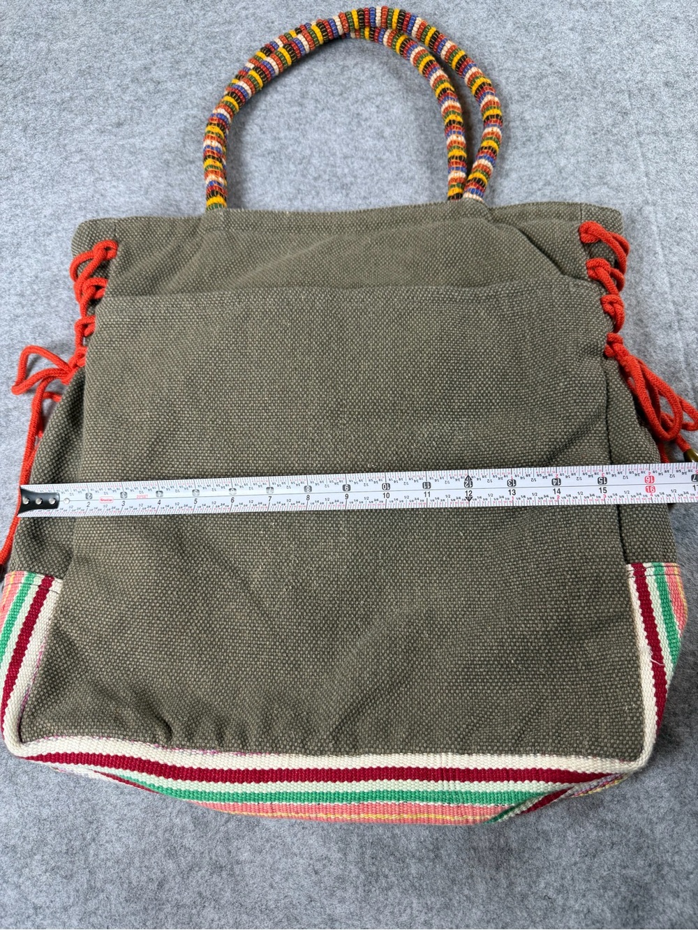 Bohemian Buddhist Inspired Hand Made Hemp Canvas Resin Yak Skull Om Symbol Tote - Picture 11 of 12